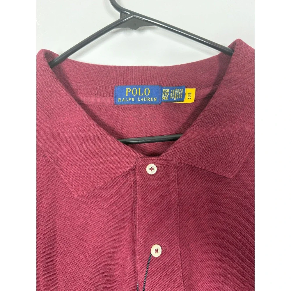 Polo Ralph Lauren Mens Long Sleeve‎ Polo Shirt Red Mesh 5XB Big & Tall NWT